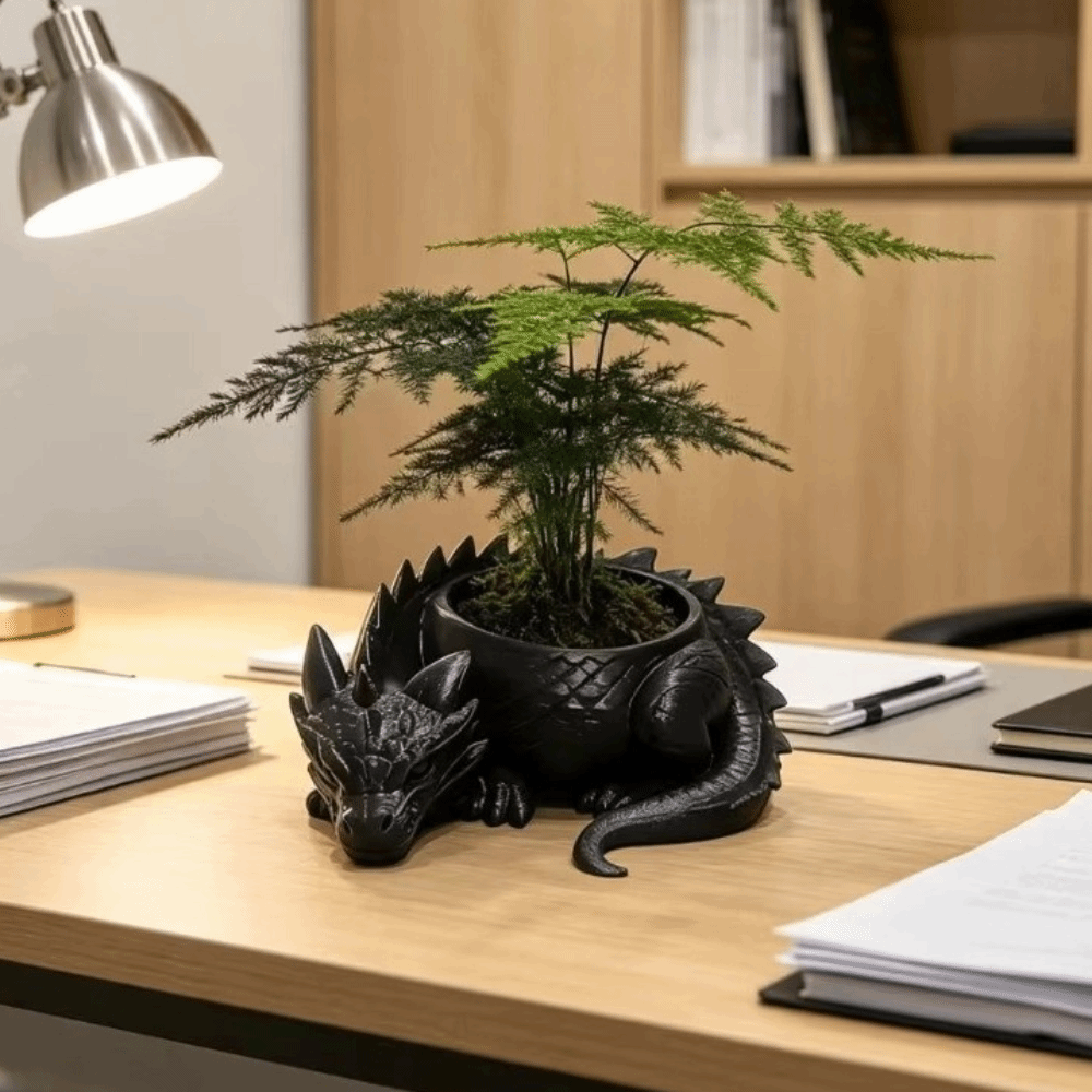 Snake Plant Ceramic - وعاء نباتات على شكل تنين مطبوع